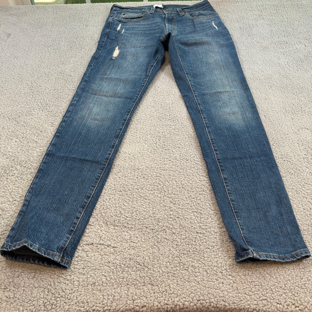 True Craft‎ Men's Jeans Men's 32X32 Blue Tapered Dark Wash Tampered Distressed